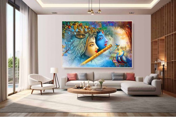 Romantic Radha Krishna Krishna Images With Cow And Waterfall