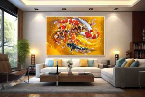 9 koi fish artwork feng shui painting for wealth and blessing