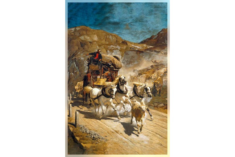 Old Master Painting Rudolf Koller Die Gotthardpost 1874
