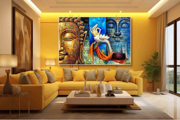 Buddha Paintings For Living Room High Resolution Modern Art   005 Buddha Painting 600x400w 