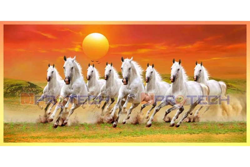 007 Feng shui 8 horses painting wall canvas big size canvas L