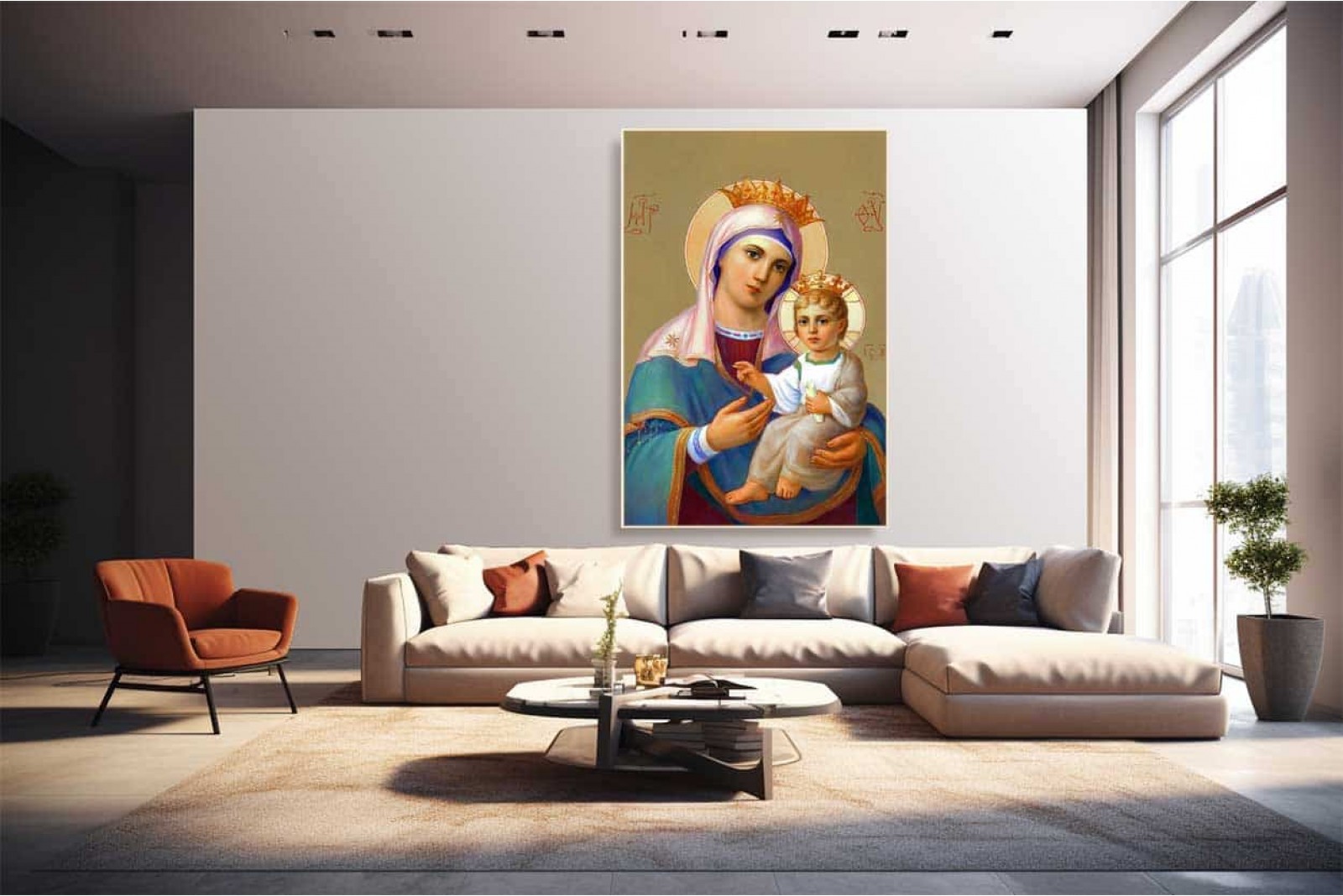 005 Virgin Mary with child Jesus painting on canvas