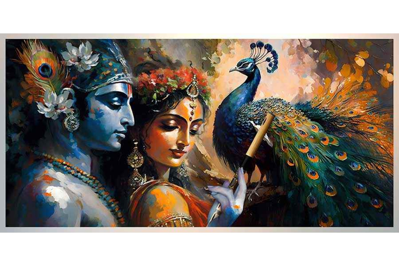 Krishna's Love For Radha Abstract Canvas Painting