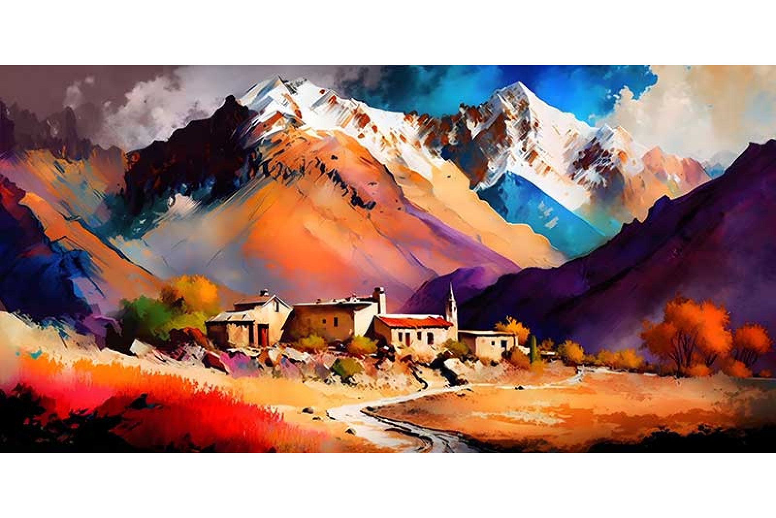 leh ladakh mountain landscape painting