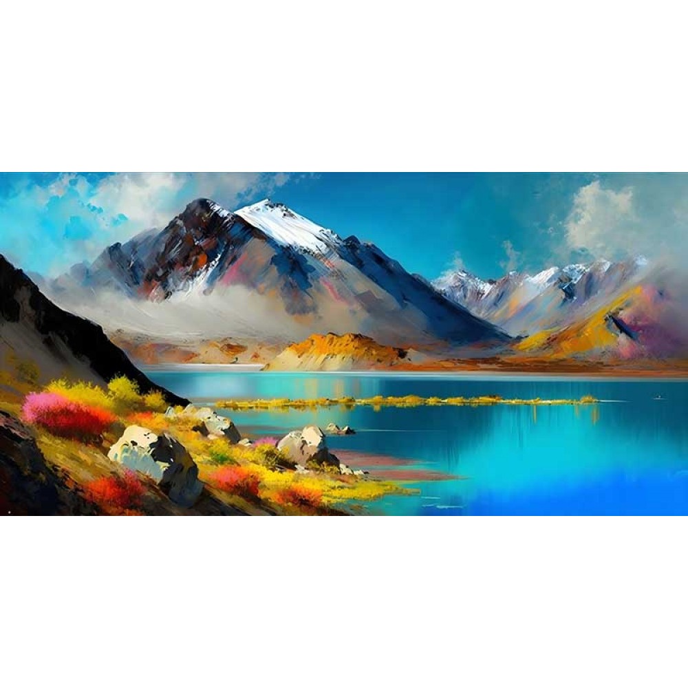 mountain Lake landscape painting on canvas