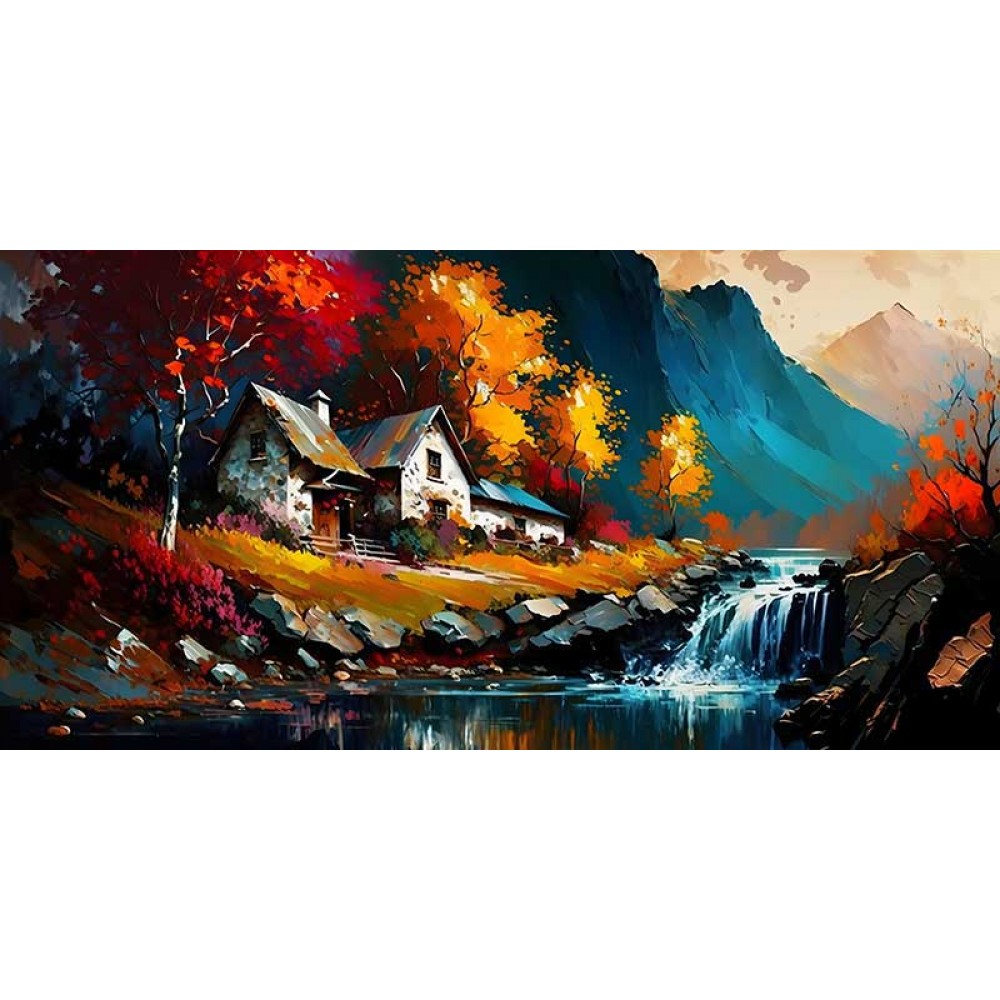 waterfall landscape painting on canvas