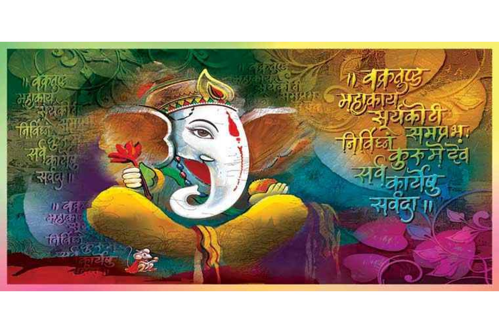 Lord ganesha painting on canvas cute ganesha W030