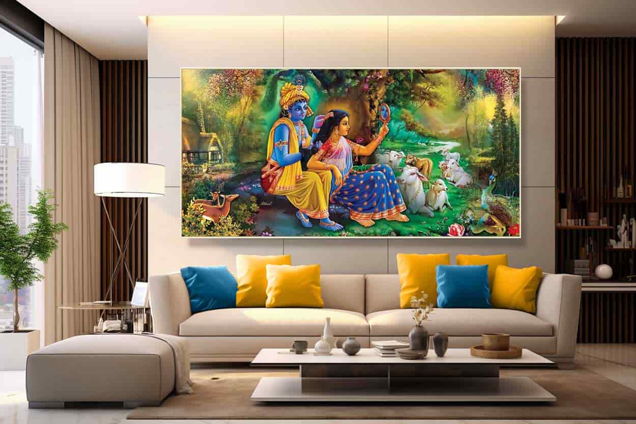 radha krishna painting wall