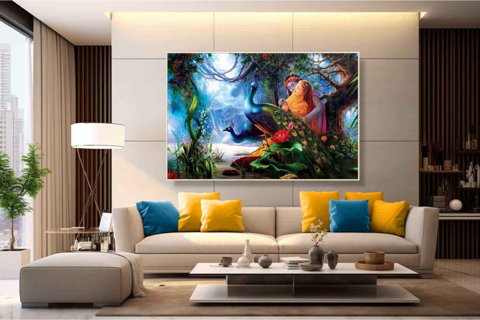 Best Radha krishna Love painting on canvas large size 03L