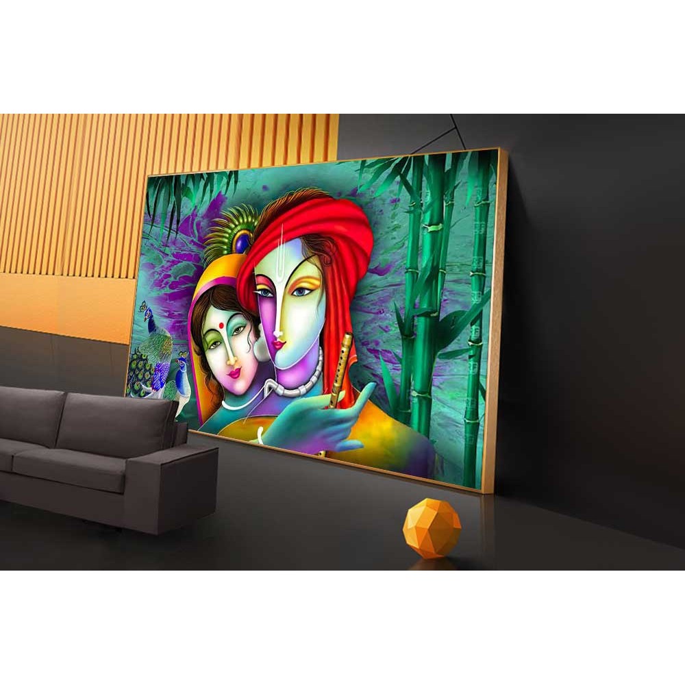 017 Abstract Radha Krishna painting wall canvas home vastu L