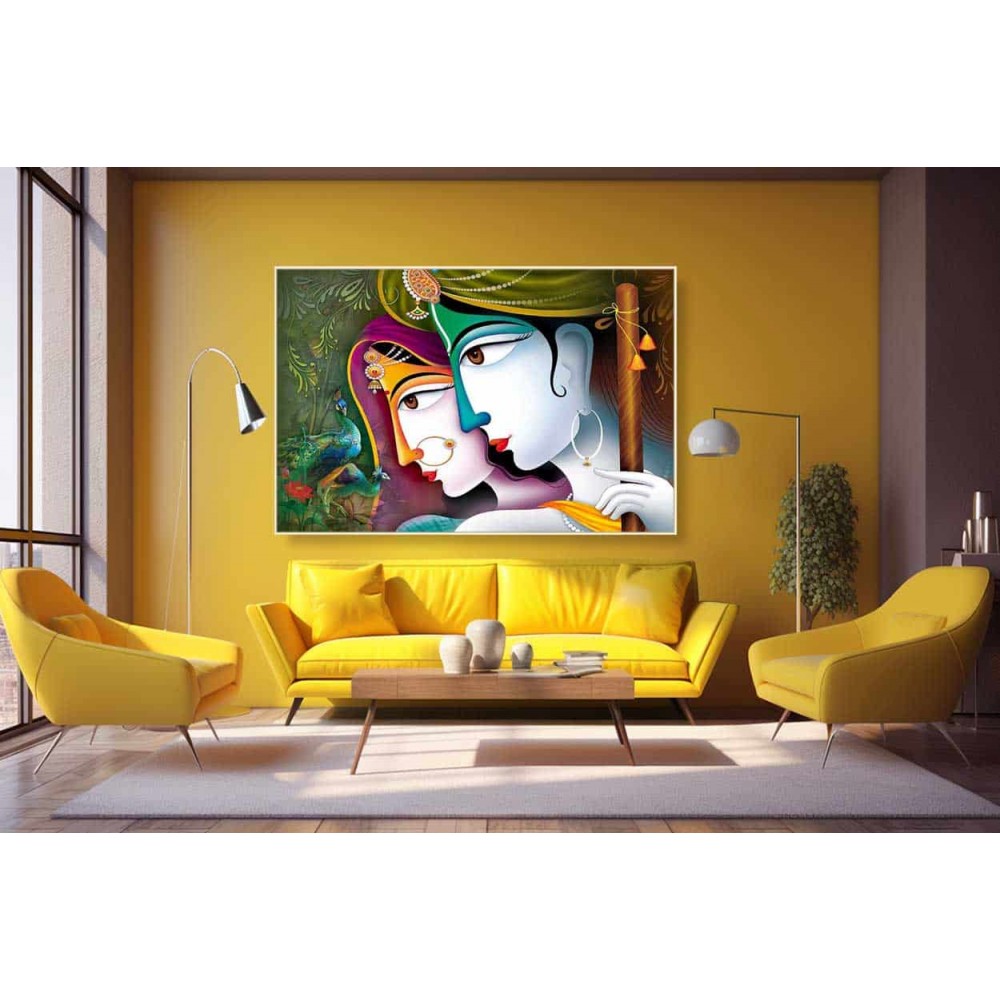 014 Abstract Radha Krishna painting wall canvas home vastu L