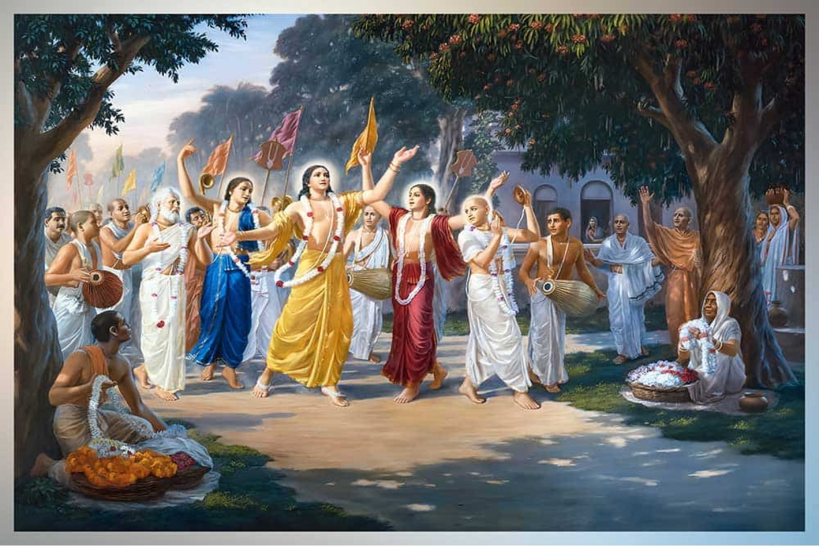 Chaitanya Mahaprabhu Sri Pancha Tattva Pad Yatra Painting