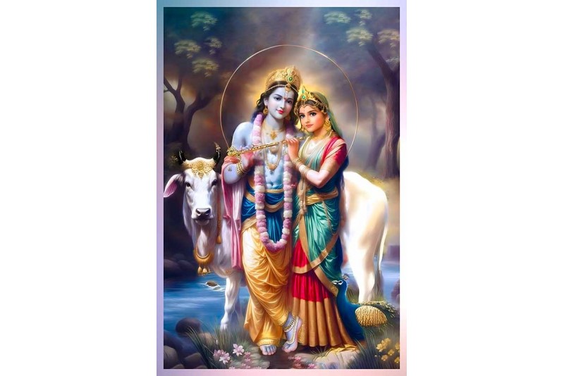 Radha Krishna Painting radha krishna with cow painting