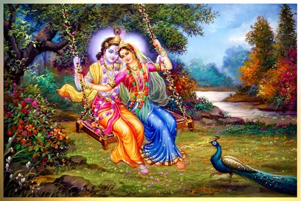 0238 Beautiful Radha Krishna Painting On Canvas HD image