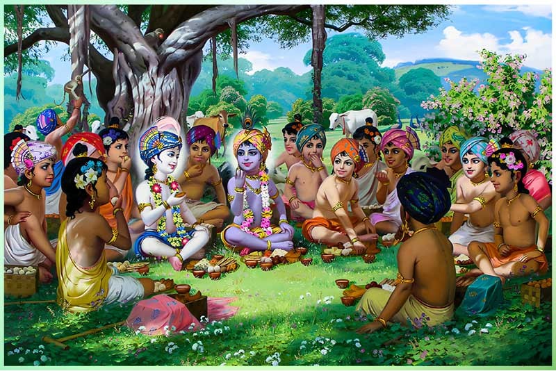 Shree Krishna Balarama Feast with their friends