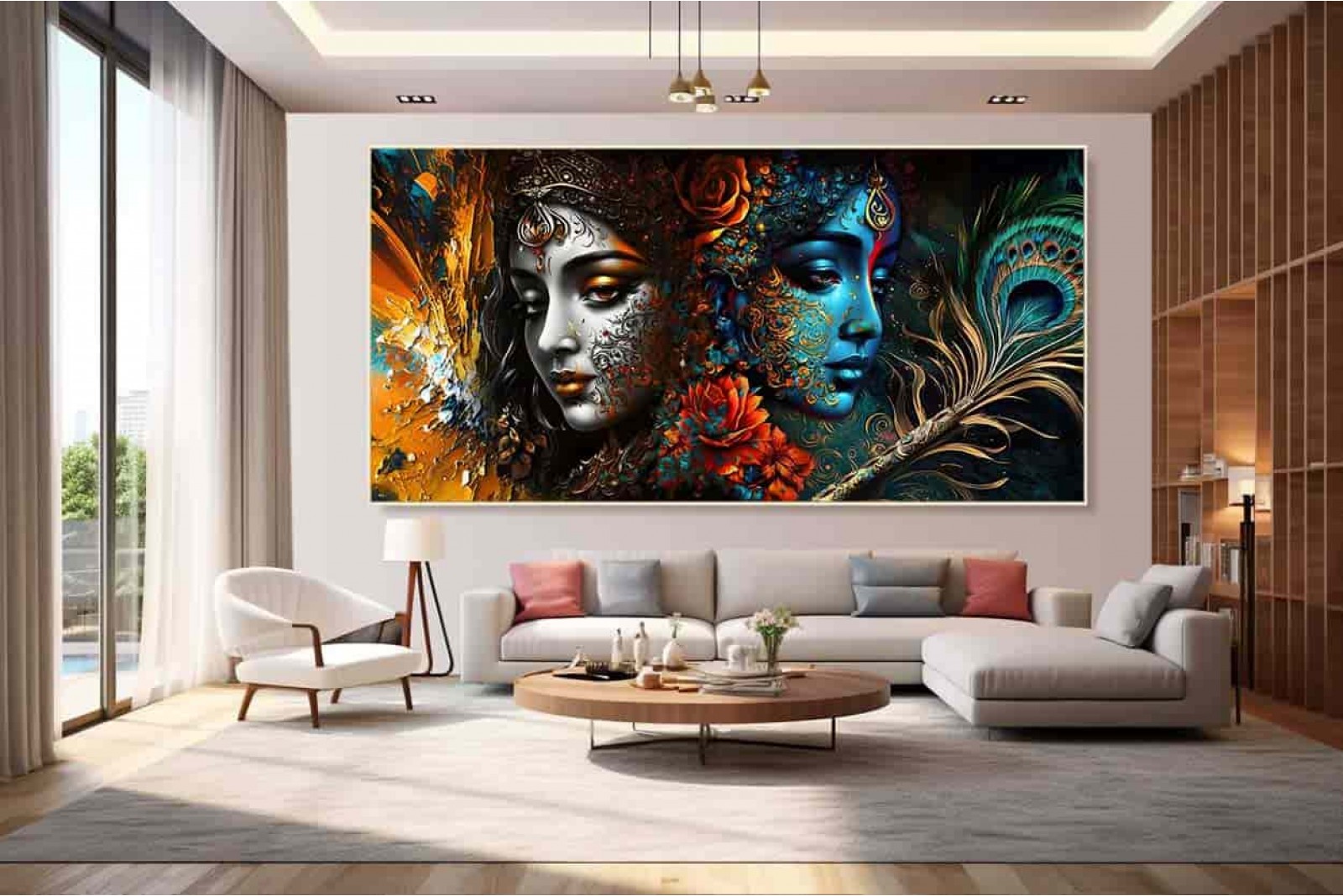 abstract radha krishna paintings love wall art canvas