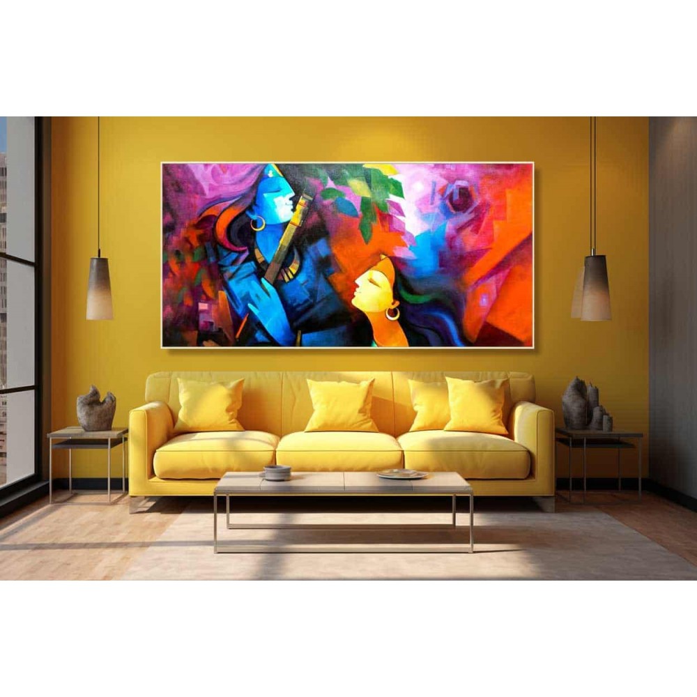 006 Modern Art Radha Krishna Painting Wall Canvas S   Modern Art Radha Krishna Painting 006 1000x1000w 