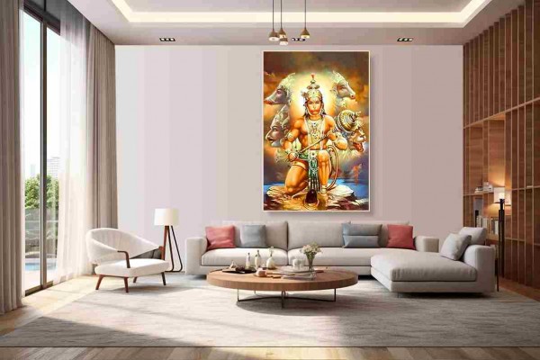 Panchmukhi Hanuman Photo Vastu Canvas Painting M