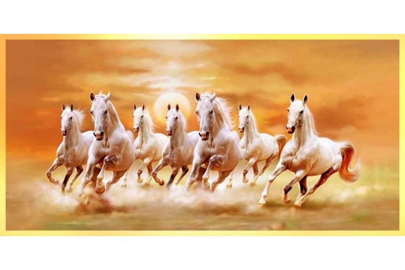 Best 7 running horse painting vastu Photo Paper Print 