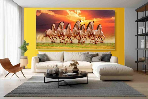 010 Best 7 running horse painting vastu horses wall canvas S