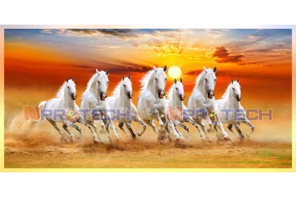 A Sunrise With Seven Running Horses Painting Vastu For Home