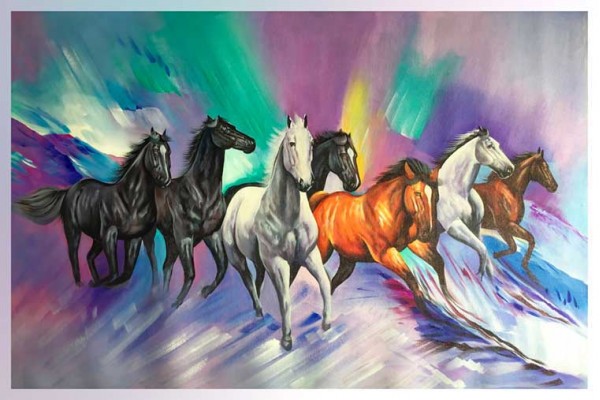 Seven Running horses Vastu Painting Beautiful 7 horses