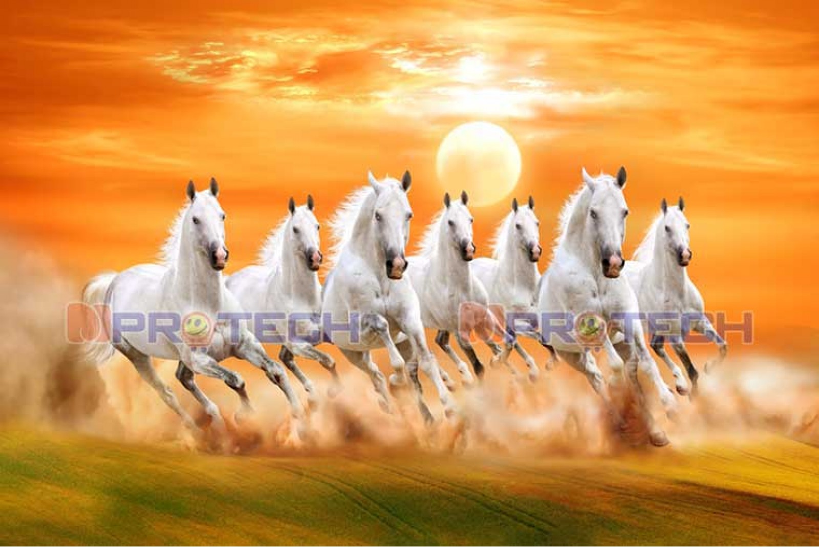 044 Best Seven Running Horses Painting | 2020 Seven White Horse R