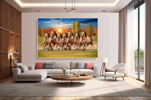 032 Best 7 horse painting seven running horses vastu painting M