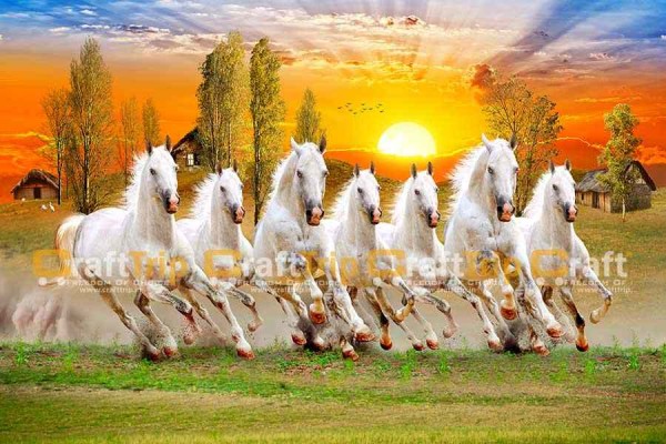 7 horses vastu painting on canvas feels real prosperity R