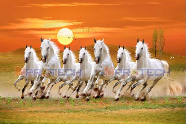 Sunrise With Seven Running Horses Vastu Painting