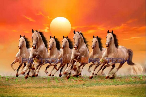 026 7 horse painting big size HD running horses vastu painting