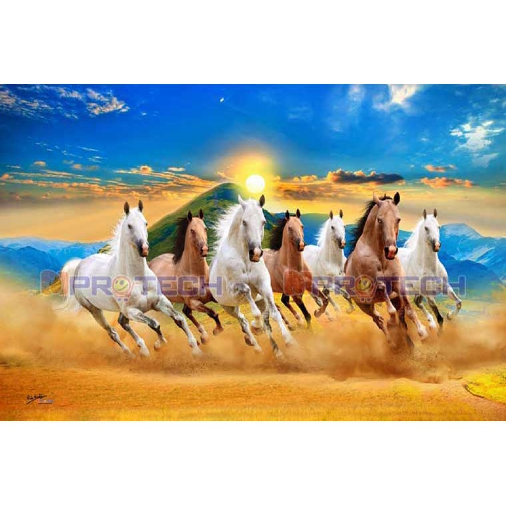 2020 Best Seven Running Horses Painting Premium wall canvas L