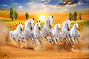 A Sunrise with Seven Running Horses Painting vastu for home