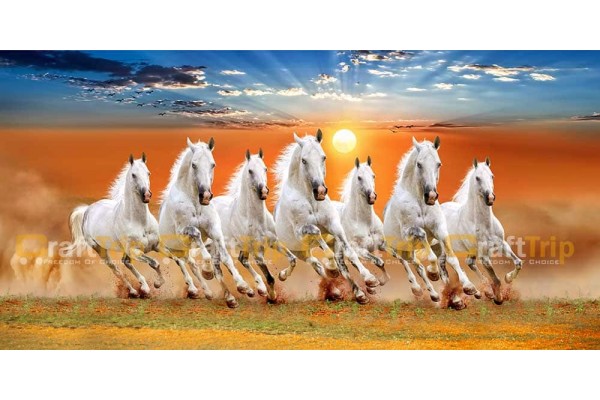 7 horses vastu painting on canvas feels real prosperity R