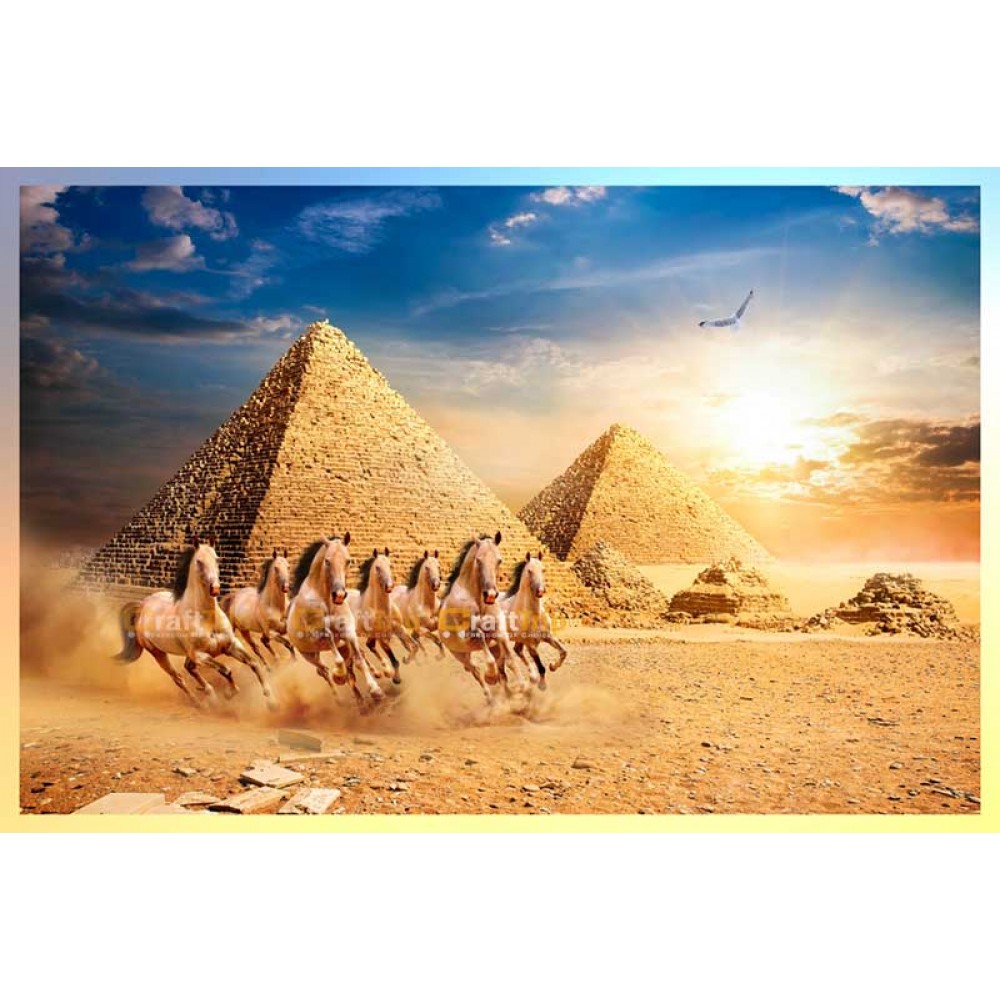 feng shui 7 horses giza pyramid sunrise vastu large size painting