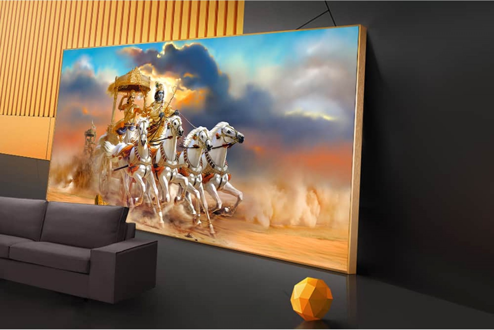 Krishna Arjun Chariot Painting Mahabharat Wall Canvas