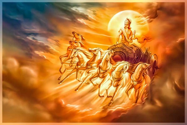 Surya Dev chariot 7 running horse Vastu painting on canvas 01M