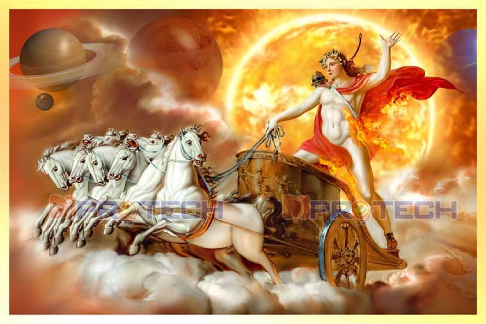 003 Surya Dev With 7 running Horses Chariot Painting left M