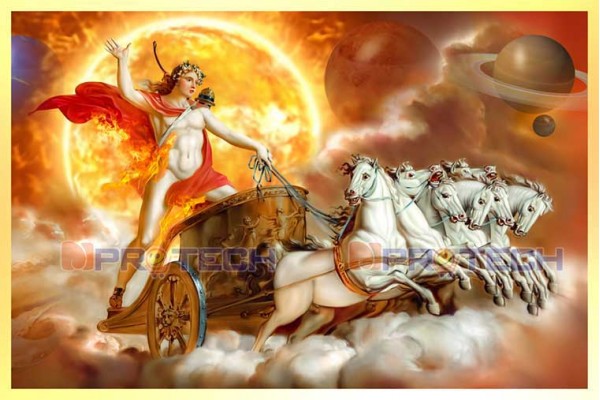 001 Surya Dev With 7 running Horses Chariot Painting left M